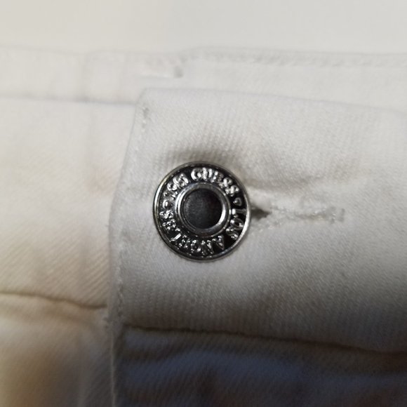 Guess Selene White Denim Stretch Shorts w/ Frayed Hem - Picture 7 of 15